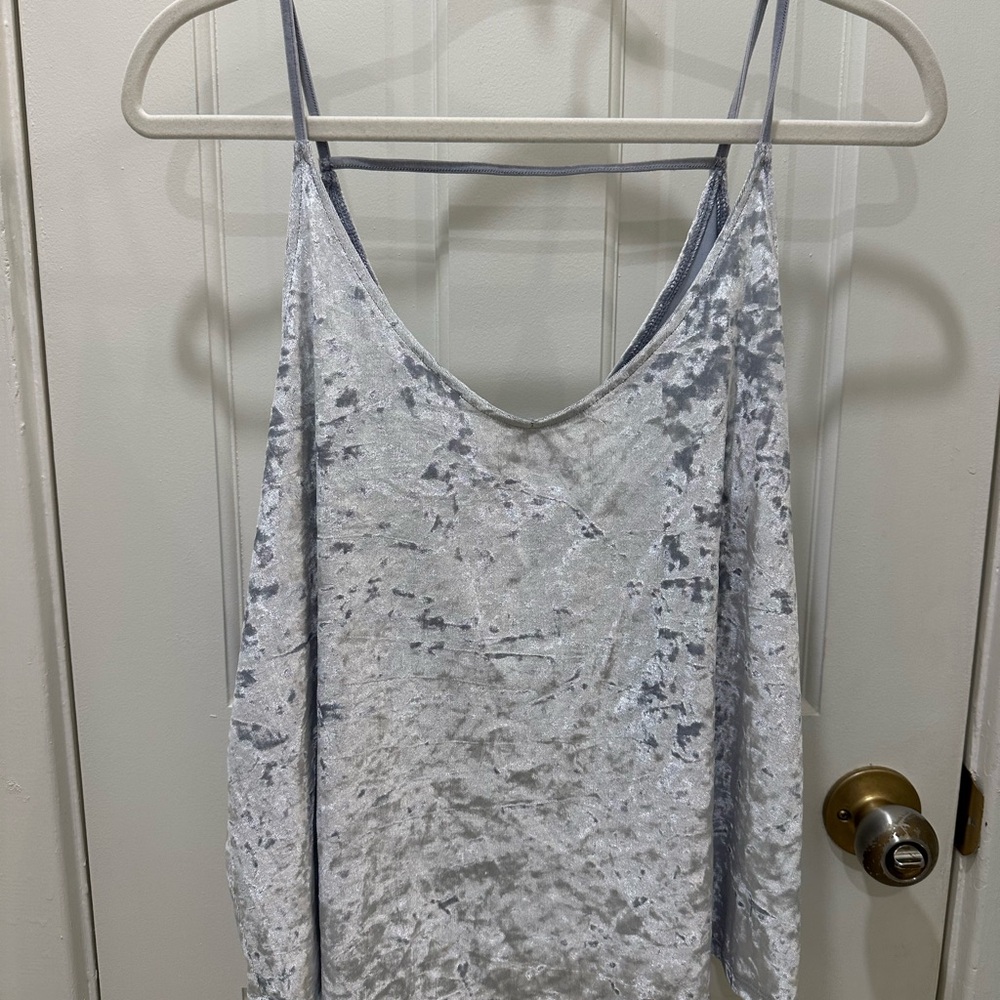 American Eagle Elegant Blue/Silver Velvet Cami Top
